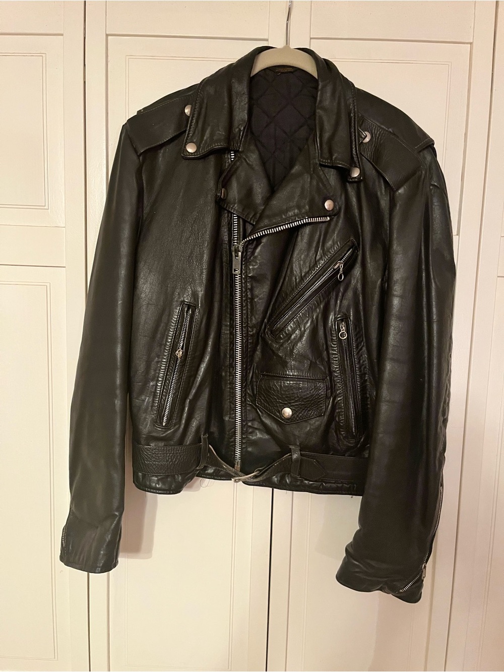 Vintage 80’s Black Leather Motorcycle Jacket